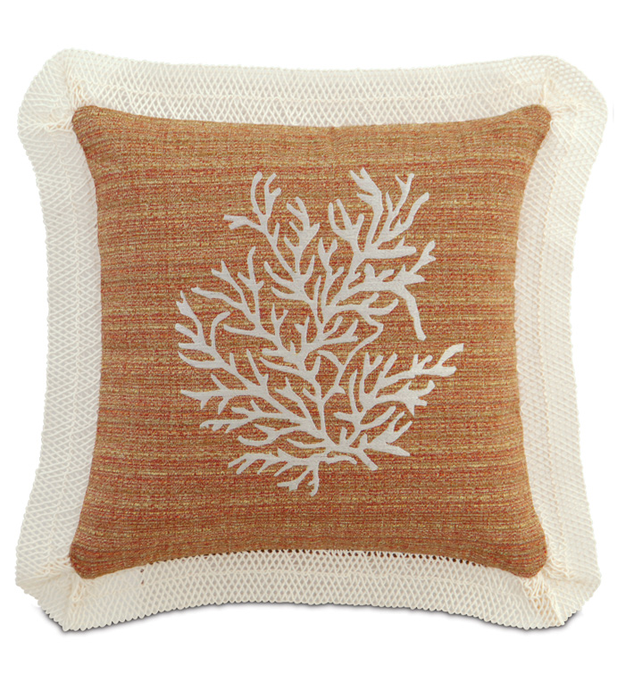 ˹ 18X18 EMBROIDERED CORAL