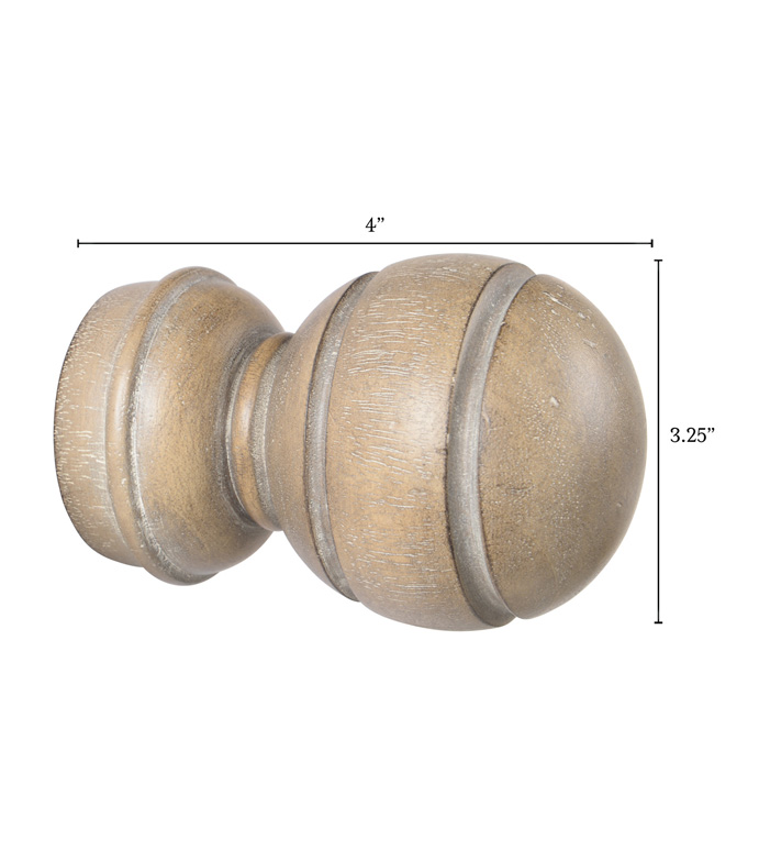 塪ľɫ 4X3.25 LEGNA DRIFTWOOD SPHERE FINIAL PAIR