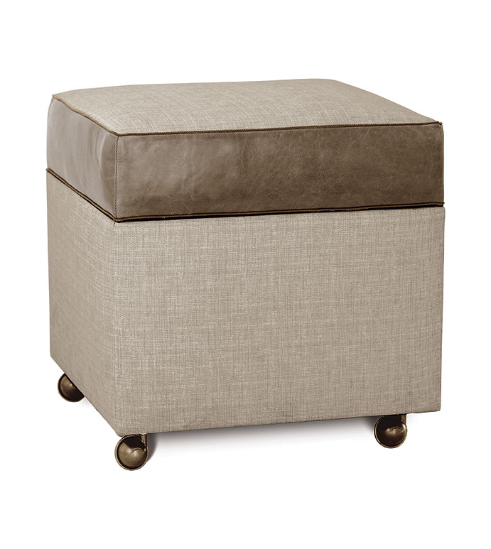 ϣ˹ 19X19X20 HIGGINS LEATHER TRIM OTTOMAN