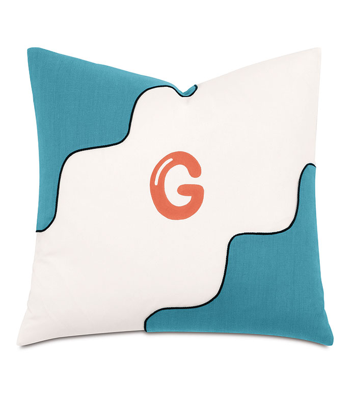 ˹ 20X20 PHINEAS HANDPAINTED MONOGRAM DECORATIVE PILLOW