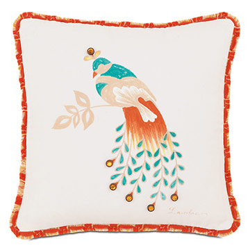  18X18 PEACOCK OUTDOOR PILLOW