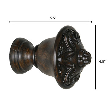 ľɫ 5.5X4.5 LEGNA WALNUT LOTUS FINIAL PAIR